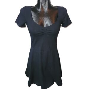 Hollister Black Short Sleeve V Neck Skater Dress Size M